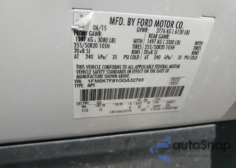 2016 Ford Explorer Limited from USA, damaged, VIN 1FM5K7F81GGA32765